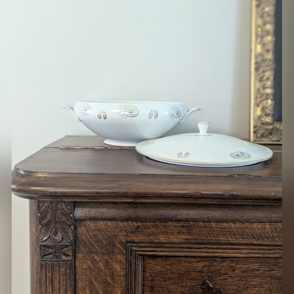 MCM Schirnding Bavaria German Porcelain Tureen - Atomic Gold Geometric - Picture 2 of 9